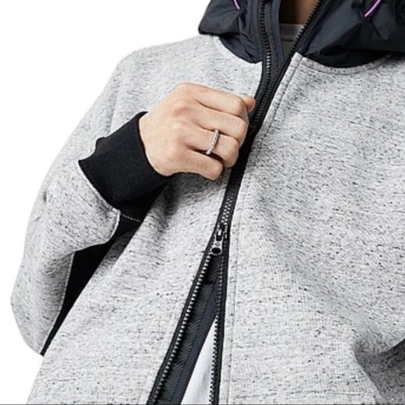 💖MEGA SALE💖 CONVERSE SWEATSHIRT MIXED MEDIA ZIP Grey Men's Size 10017907-A01 - Picture 5 of 6